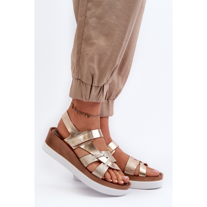 Zazoo 40397 Lädersandaler för kvinnor på plattformen, guld gyllene 2