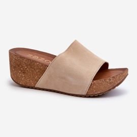 Zazoo 40311 mockaflip-flops damer med korkkil, beige 1