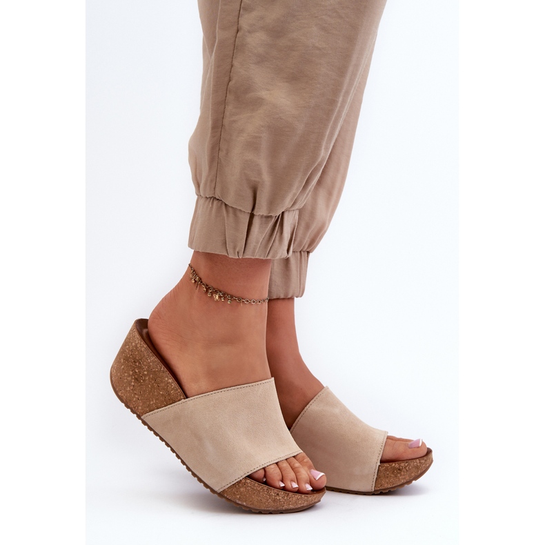Zazoo 40311 mockaflip-flops damer med korkkil, beige 2