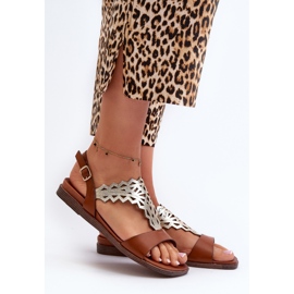 Sergio Leone SK070H Platta sandaler för kvinnor, brun 2