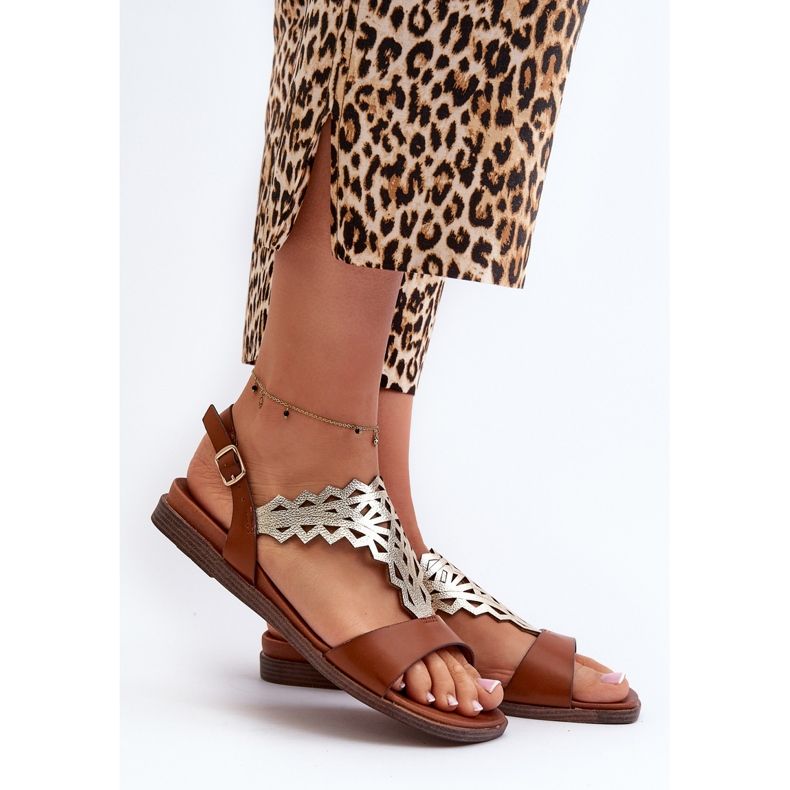 Sergio Leone SK070H Platta sandaler för kvinnor, brun 2