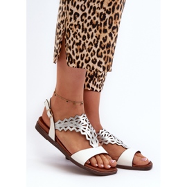 Sergio Leone SK070H Platta sandaler för kvinnor, vit 2