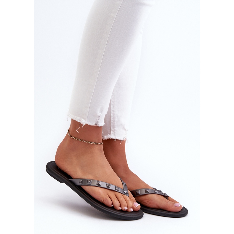 Platta flexibla flip-flops damer ZAXY JJ285297 grå-svart 2