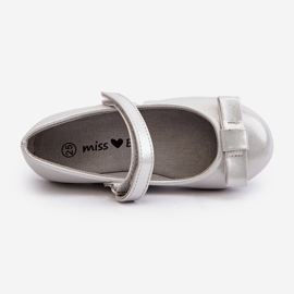 Blanka ballerinaskor för barn med silverfiorelle kardborrbåge silver- 2