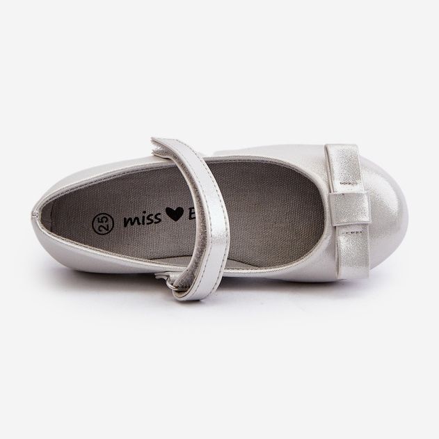 Blanka ballerinaskor för barn med silverfiorelle kardborrbåge 2