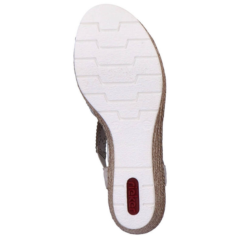 Bekväma kvinnliga slip-on sandaler multi Rieker 61916-91 beige 2