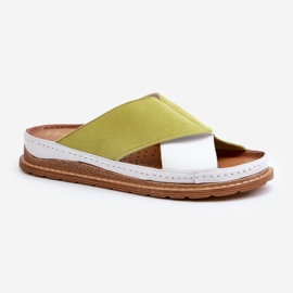 Läderprofilerade flip-flops Maciejka 04986-11 Lime vit 1