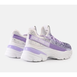 Vita och lila glänsande massiva sneakers från Senai violett 1