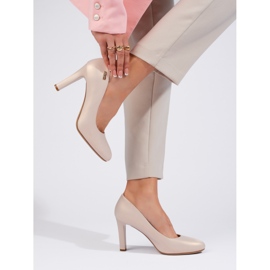 Eleganta högklackade pumps från Sergio Leone beige 1