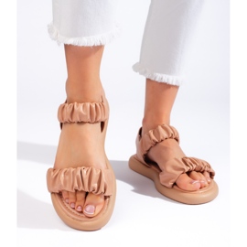 Bruna bekväma slip-on sandaler för kvinnor 1