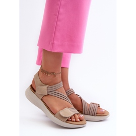 Bekväma kardborresandaler för kvinnor Beige Eladora 2