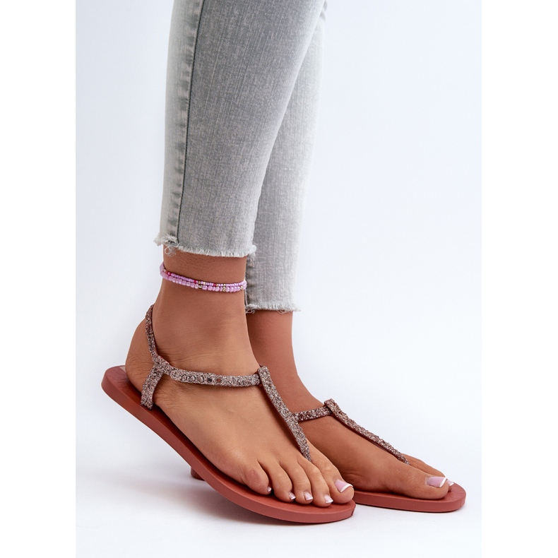 Flip-Flop sandaler för kvinnor med glitter 26914 Ipanema Class Brilha Fem Coral rosa 2
