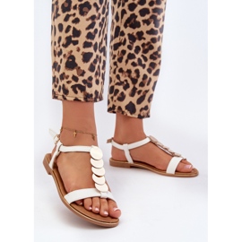 Platta sandaler för kvinnor gjorda av ekologiskt läder, vit Jeritellia 2