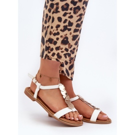 Platta sandaler för kvinnor gjorda av ekologiskt läder, vit Jeritellia 1