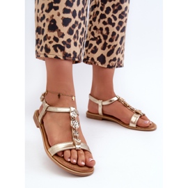 Platta sandaler för kvinnor med Muridia-dekorationer i guld gyllene 2