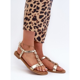 Platta sandaler för kvinnor med Muridia-dekorationer i guld gyllene 1
