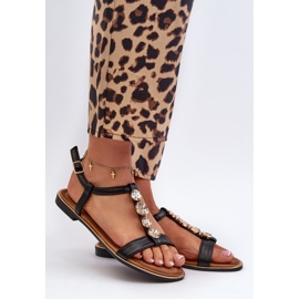 Platta sandaler för kvinnor med dekorationer Svart Muridia 1