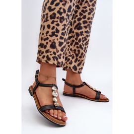 Platta sandaler för kvinnor med dekorationer Svart Muridia 2