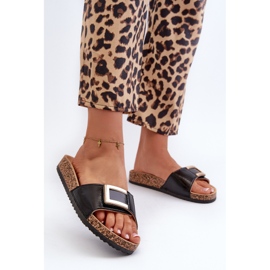 Damflip-flops på korkplattform med dekoration, svart Elleriome 2