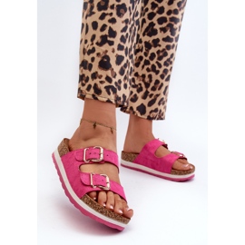 Kvinnors flip-flops på plattformen med spännen Eco Mocka Fuchsia Ursila rosa 2
