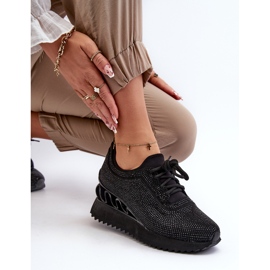 S.Barski Wedge Sneakers för kvinnor dekorerade med zirkoner D&amp;A MR38-377 Svart 1