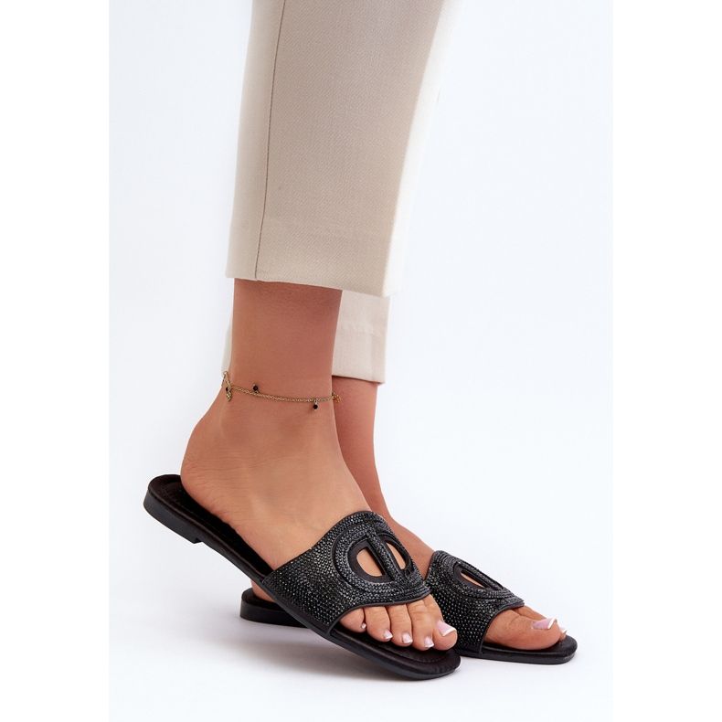 Svarta Dimrose flip-flops med platt klack för kvinnor 1