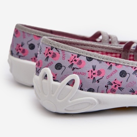 Befado Ballerinatofflor för tjejer med kattungar 116Y327 Grå och Rosa 2