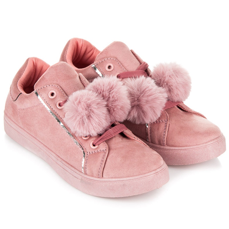 Groto Gogo Sneakers i mocka med pomponger rosa 1