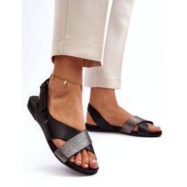 Zazoo 40141 Lädersandaler med kardborreband, svart 1