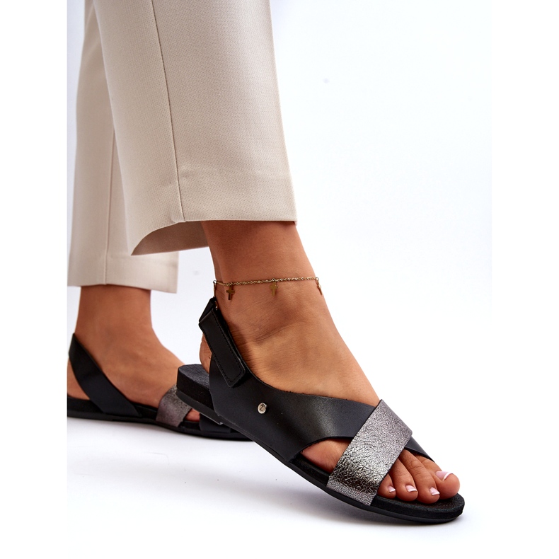 Zazoo 40141 Lädersandaler med kardborreband, svart 4