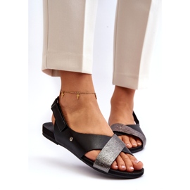 Zazoo 40141 Lädersandaler med kardborreband, svart 2