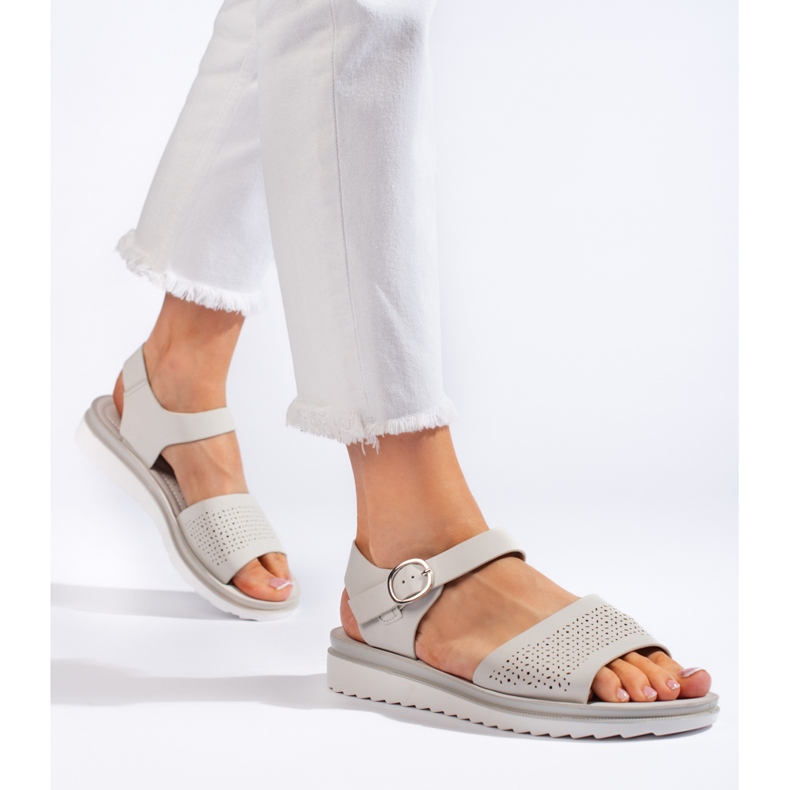 Gråa genombrutna platåsandaler från Sergio Leone 1