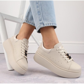 Platformskor i läder med nalle Vinceza W JAN276A, beige 1