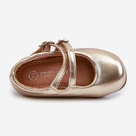 Barnballerinaskor med gyllene Margenis-band 1