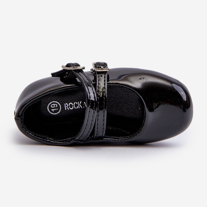 Barnbalettlägenheter i lack med remmar, Svart Margenis 2