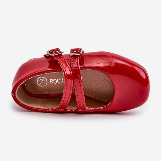 Barnballerinaskor i lack med röda Margenis-band 2