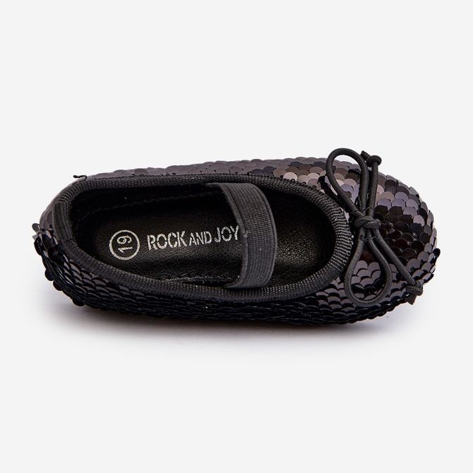 Barnballerinaskor dekorerade med paljetter, Black Weries svart 2