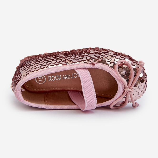 Barnballerinaskor dekorerade med paljetter, rosa Weries 1