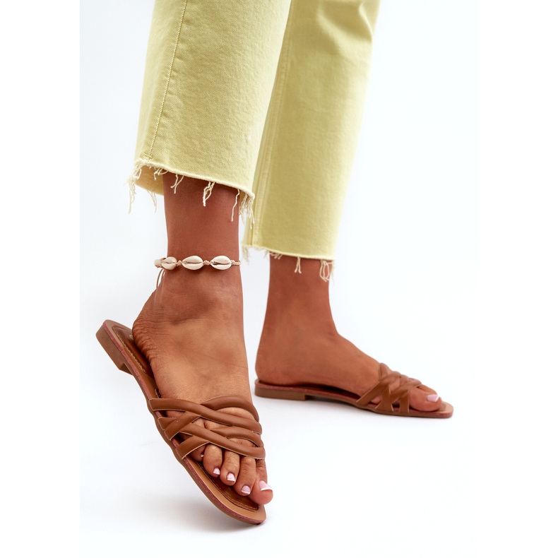 Plattklackat ekolidare flip flops brun 3