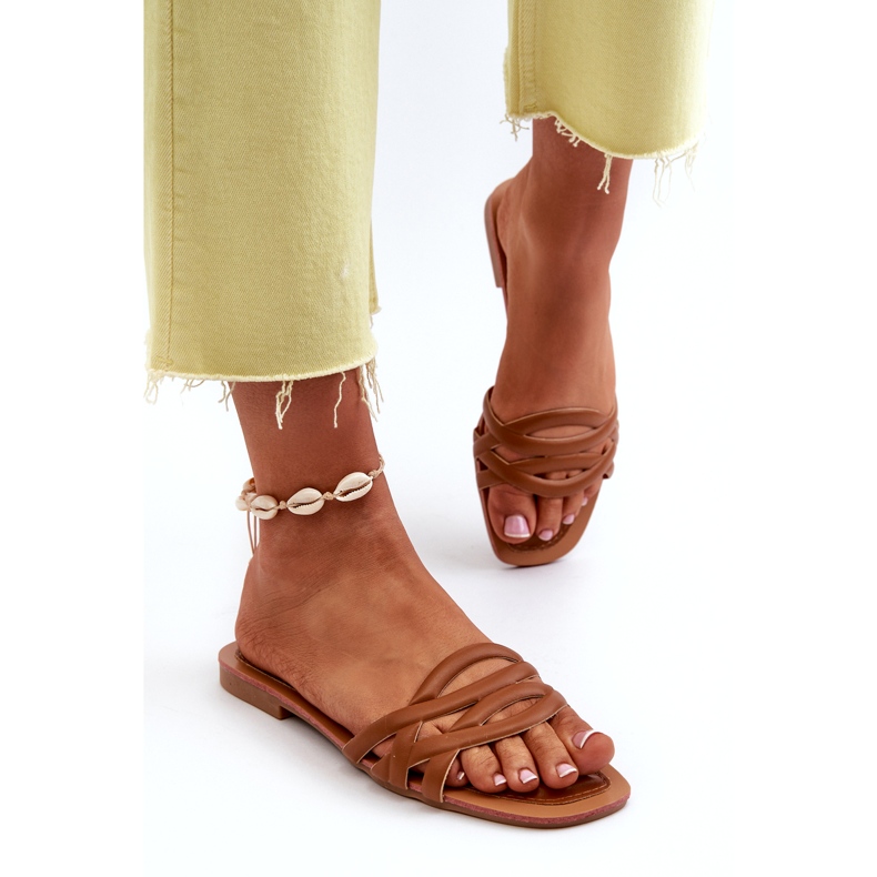 Plattklackat ekolidare flip flops brun 4