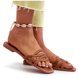 Plattklackat ekolidare flip flops brun 7