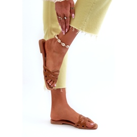 Plattklackat ekolidare flip flops brun 6