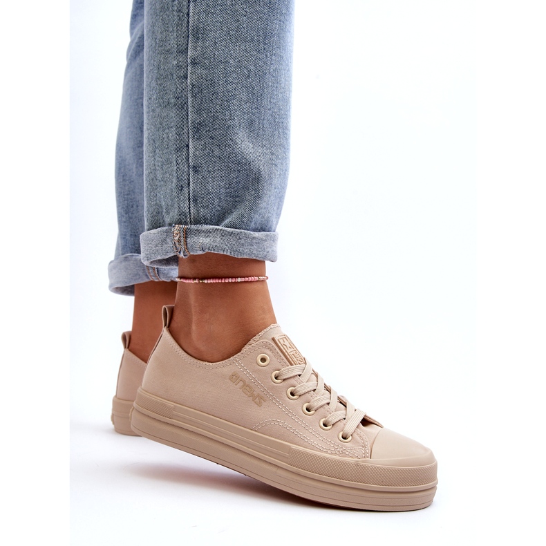 News Sneakers i beige tyg för damer Staneva 6