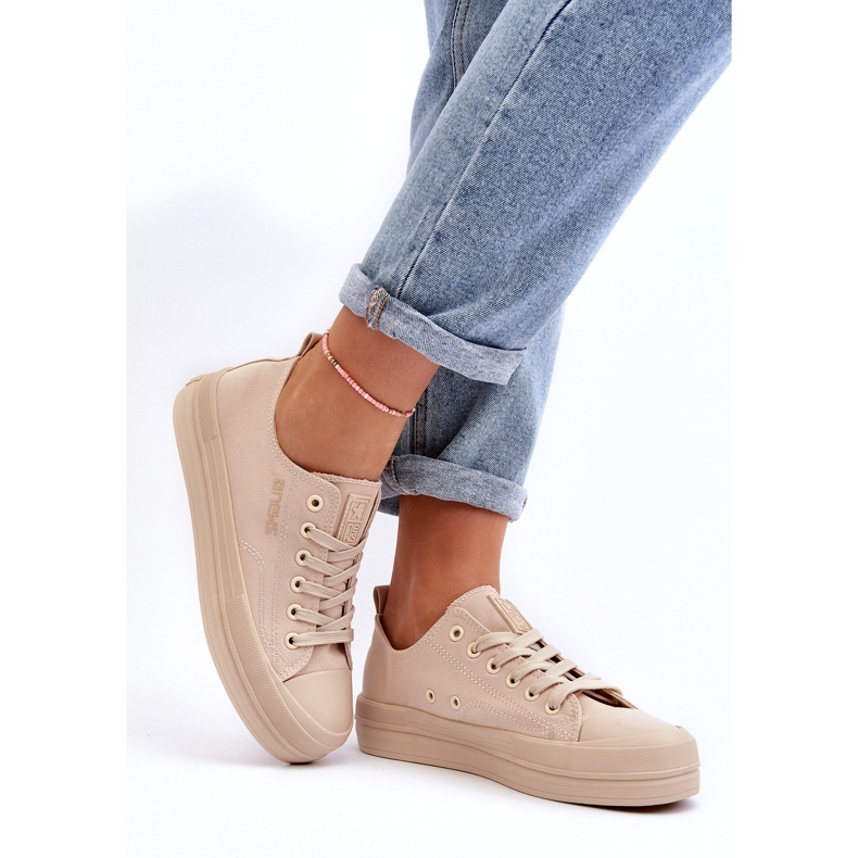 News Sneakers i beige tyg för damer Staneva 3