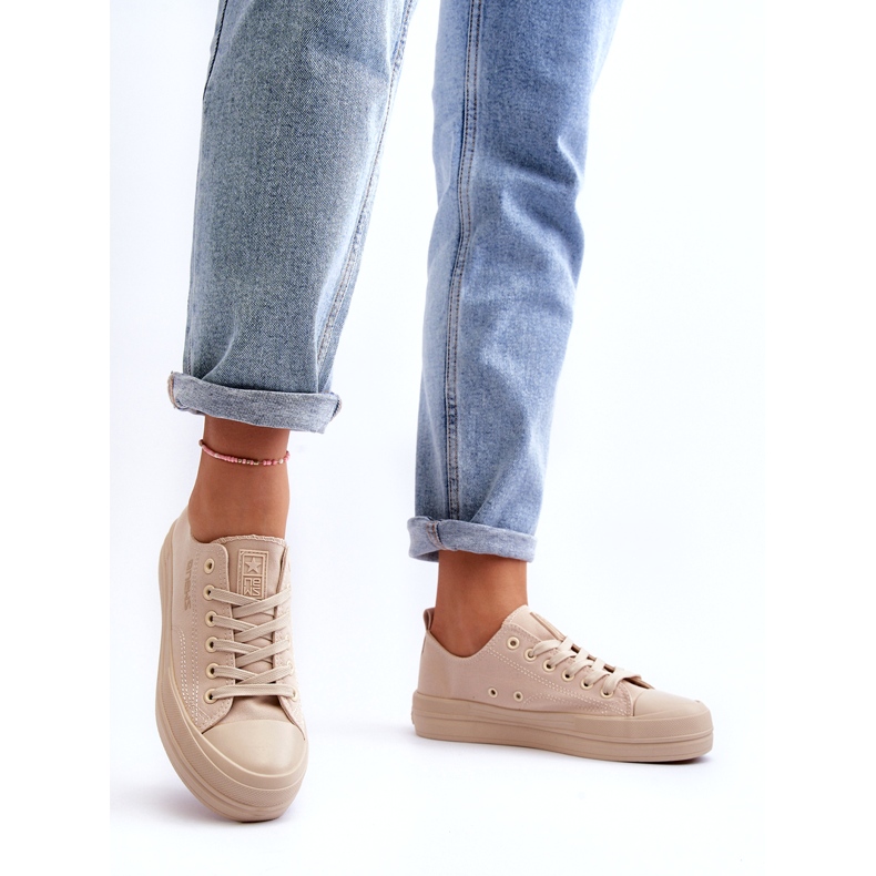 News Sneakers i beige tyg för damer Staneva 7