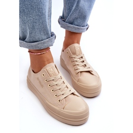 News Sneakers i beige tyg för damer Staneva 8