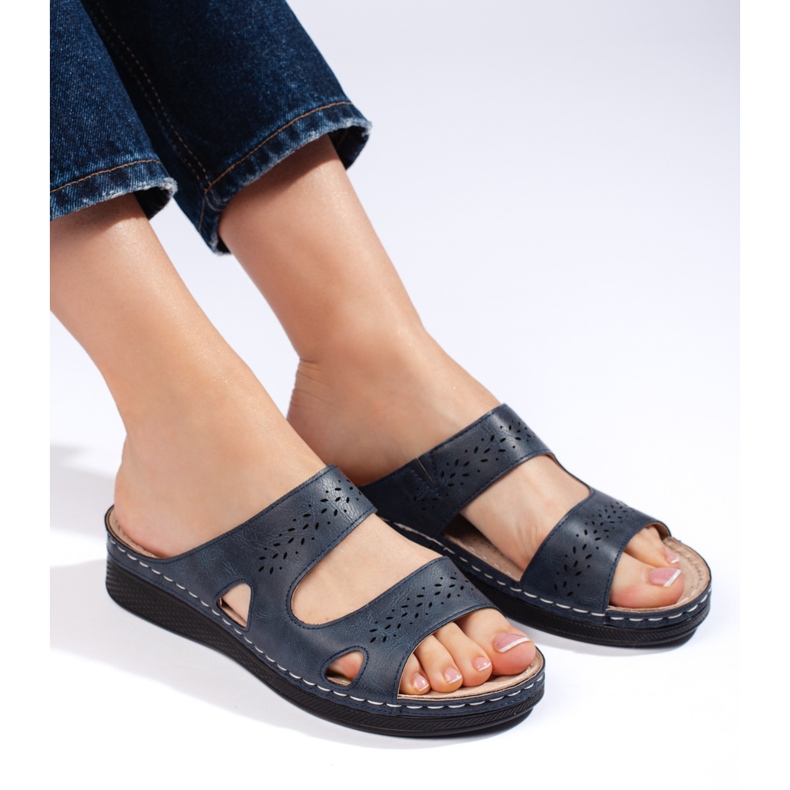 Bekväma marinblå damflip-flops 2