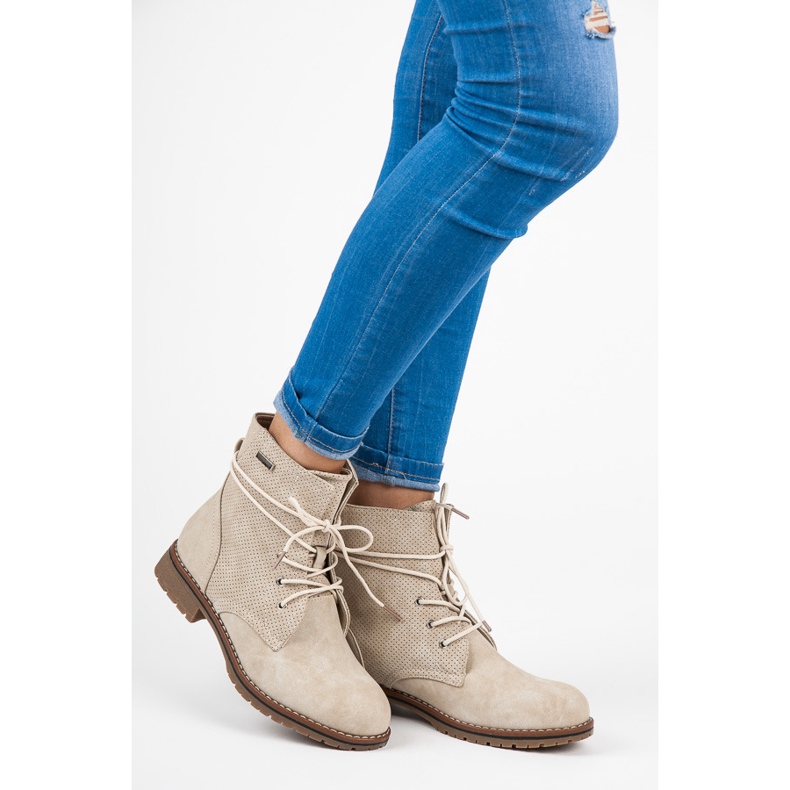 Juliet Beige stövletter med platt klack 2