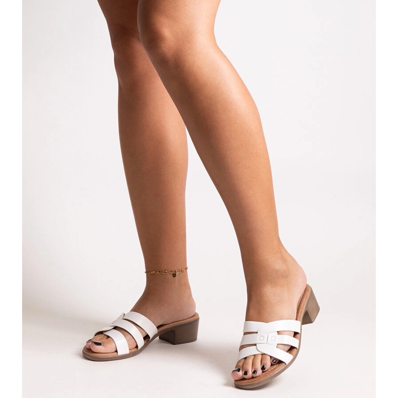 Lidien vita högklackade mulor 1