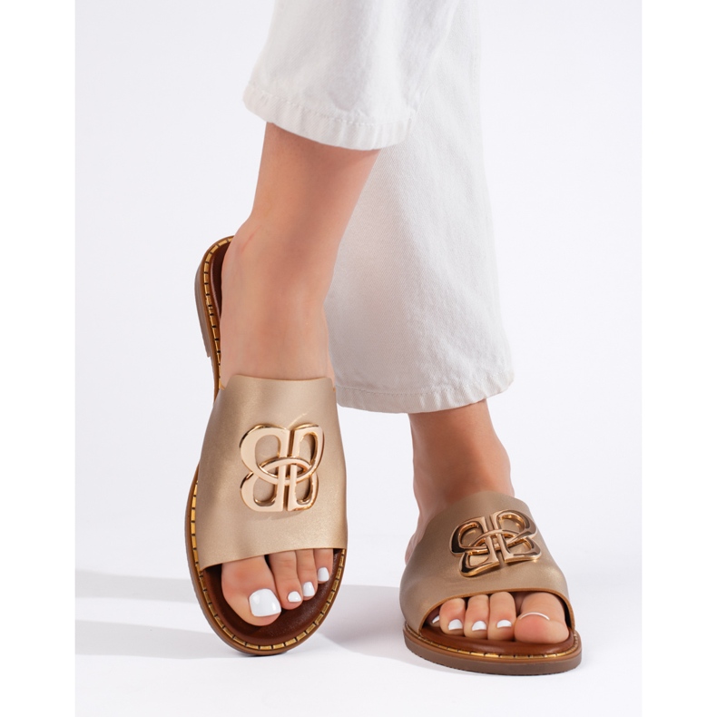 Damtofflor i guld med dekoration gyllene 2